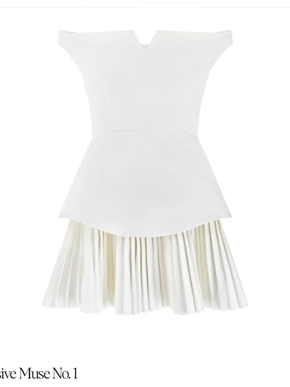 Odd Muse White Off‑Shoulder Pleated Mini Dress